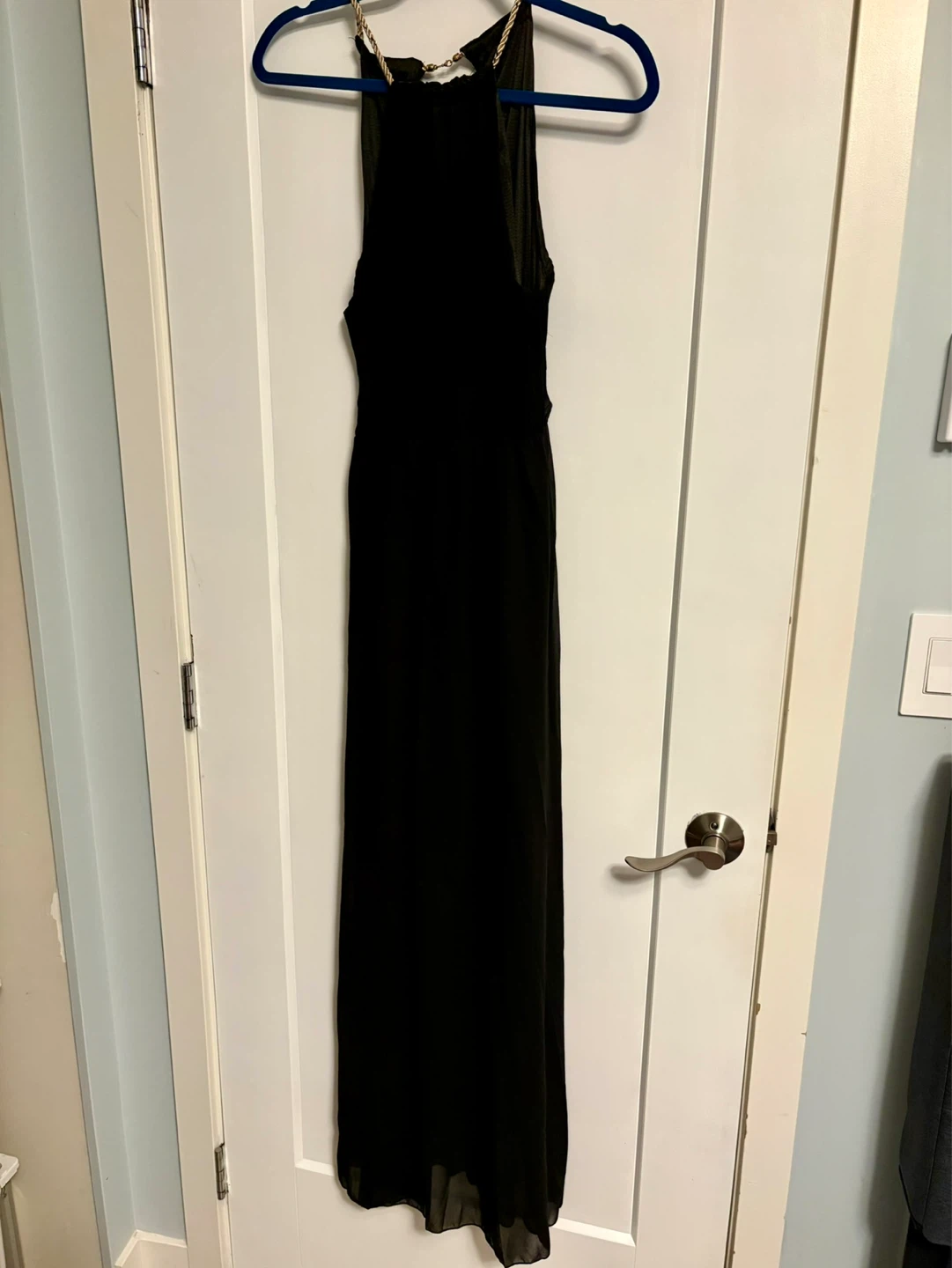 Black Maxi Dress with Gold Chain Detail