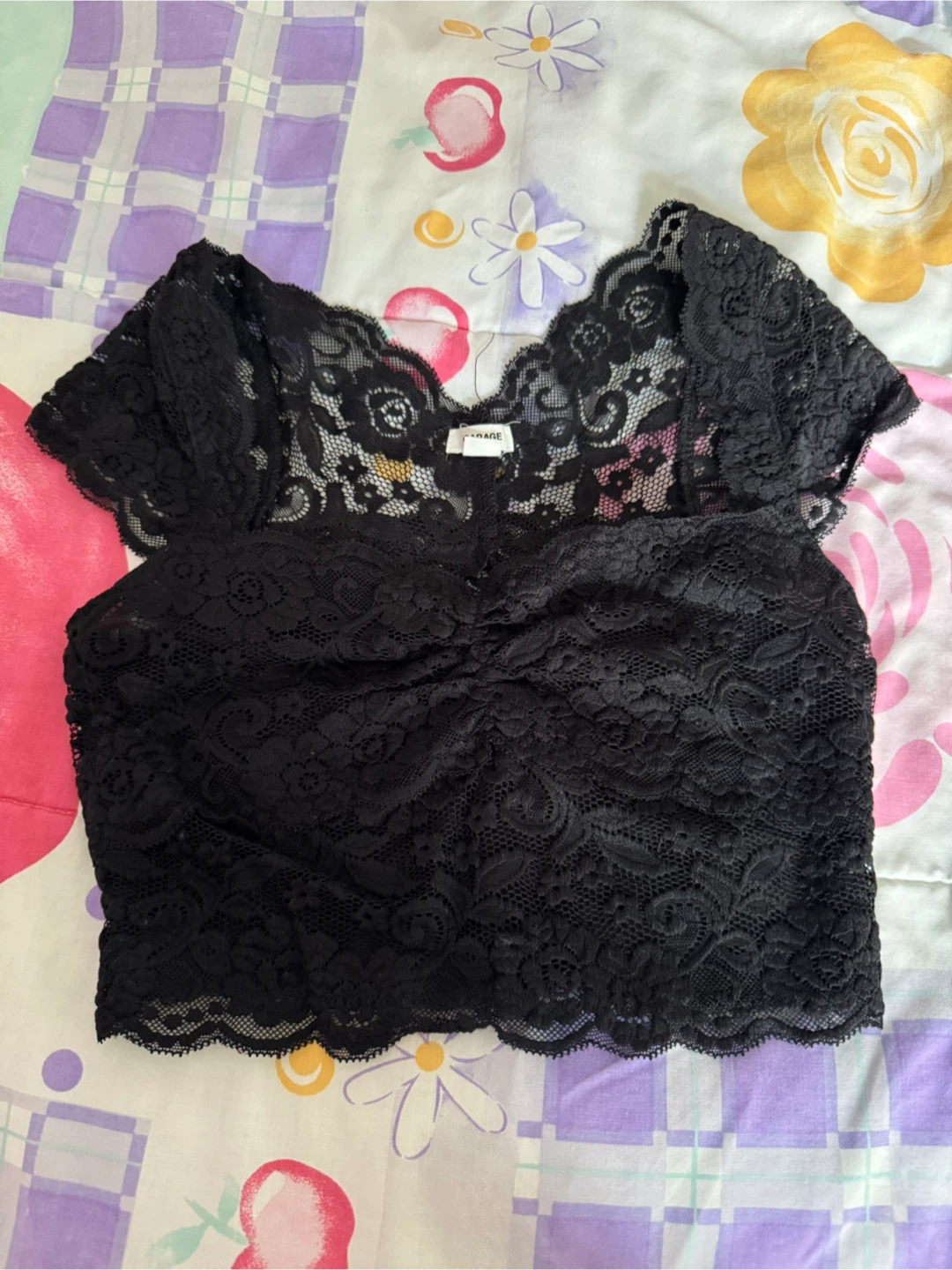 Garage Black Lace Crop Top - S