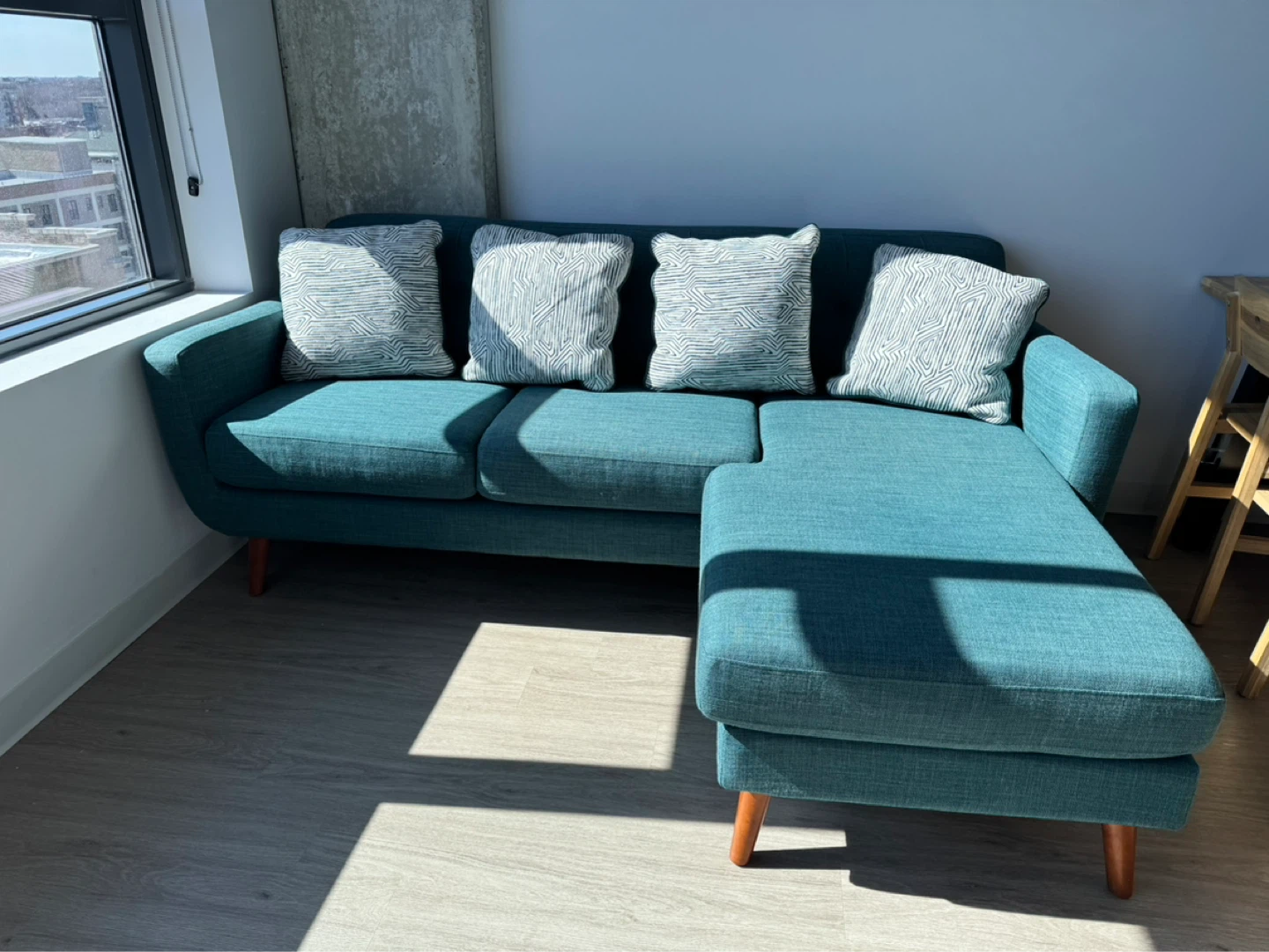 Teal Sectional Sofa with Chaise