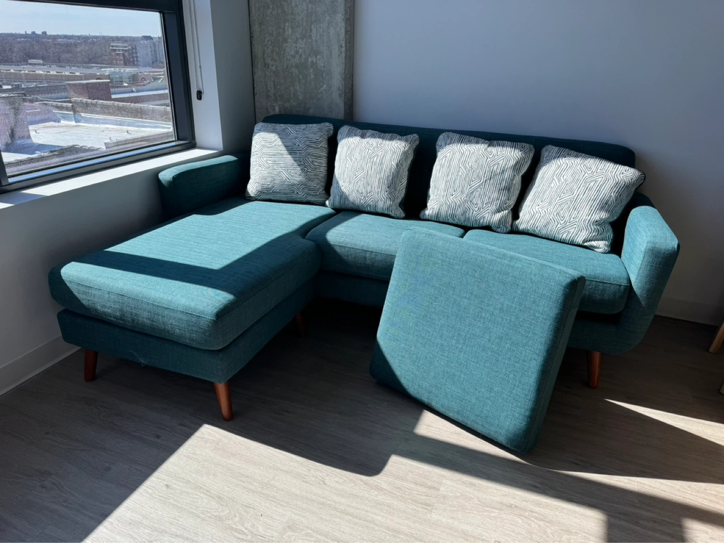 Teal Sectional Sofa with Chaise - photo 5