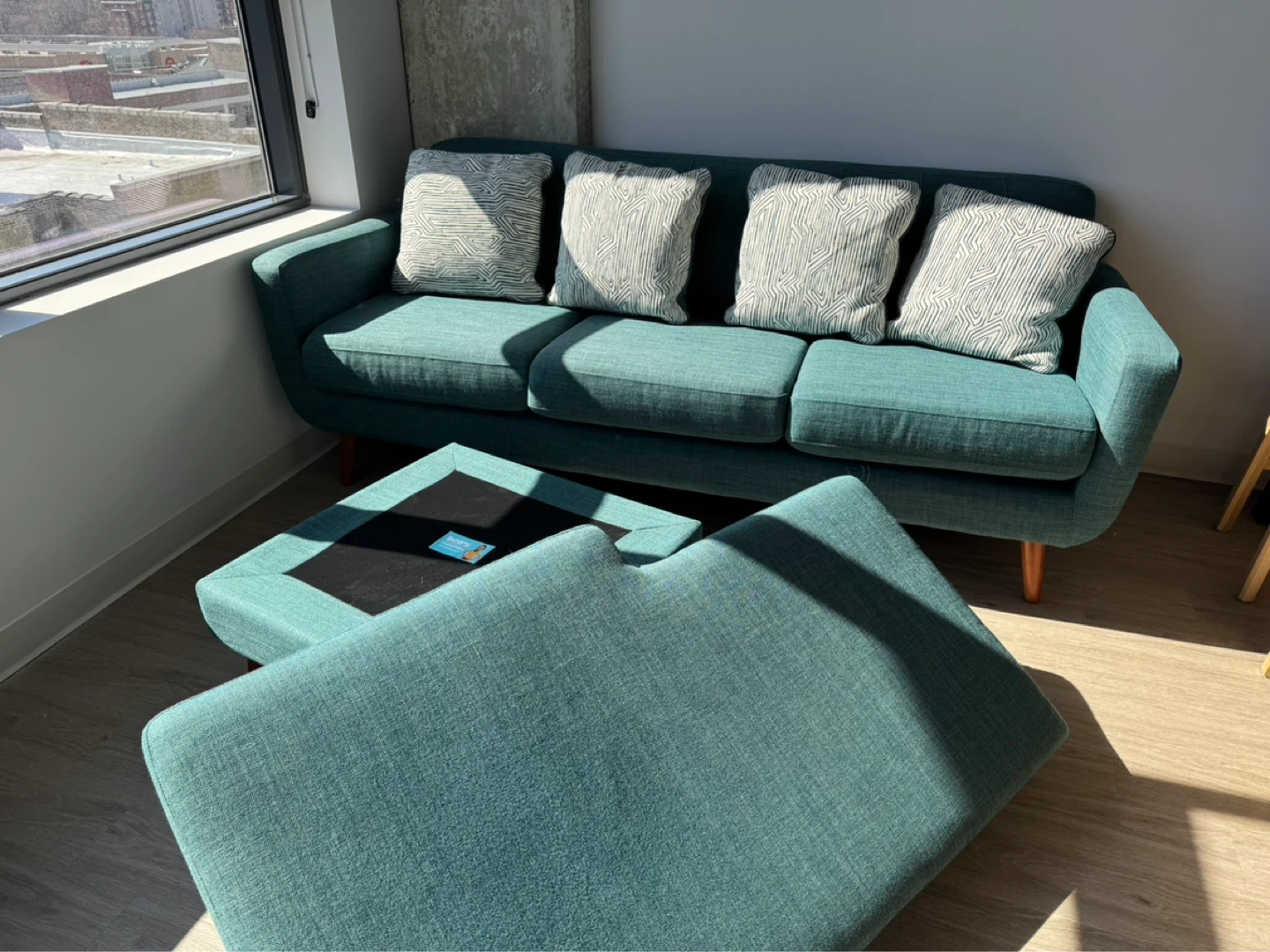 Teal Sectional Sofa with Chaise - photo 4