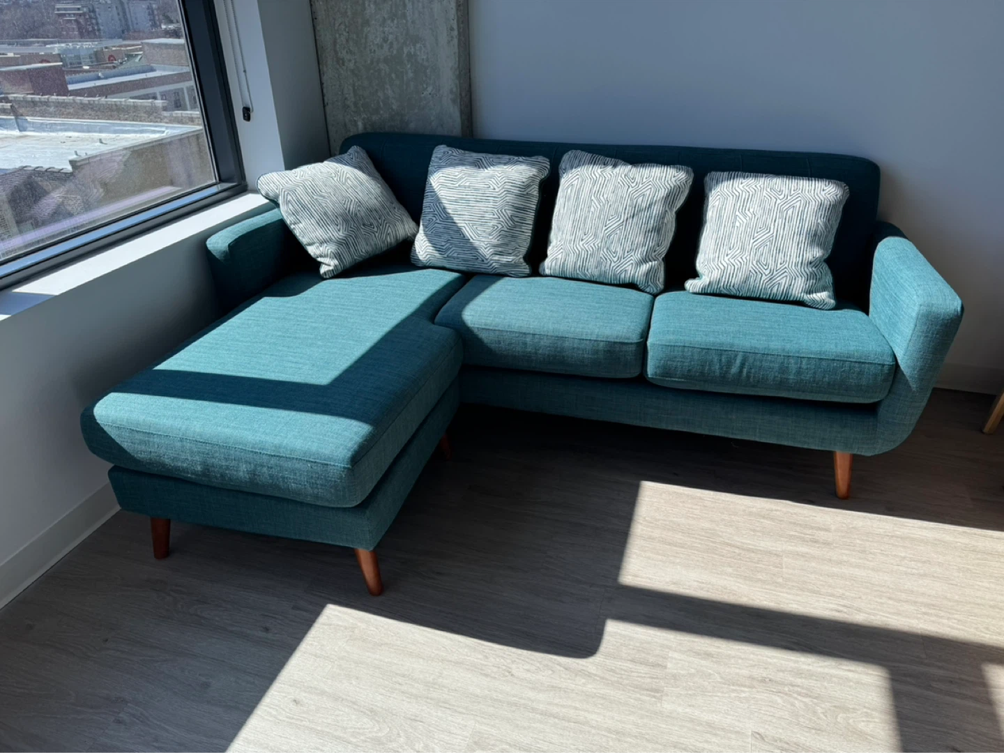 Teal Sectional Sofa with Chaise - photo 2