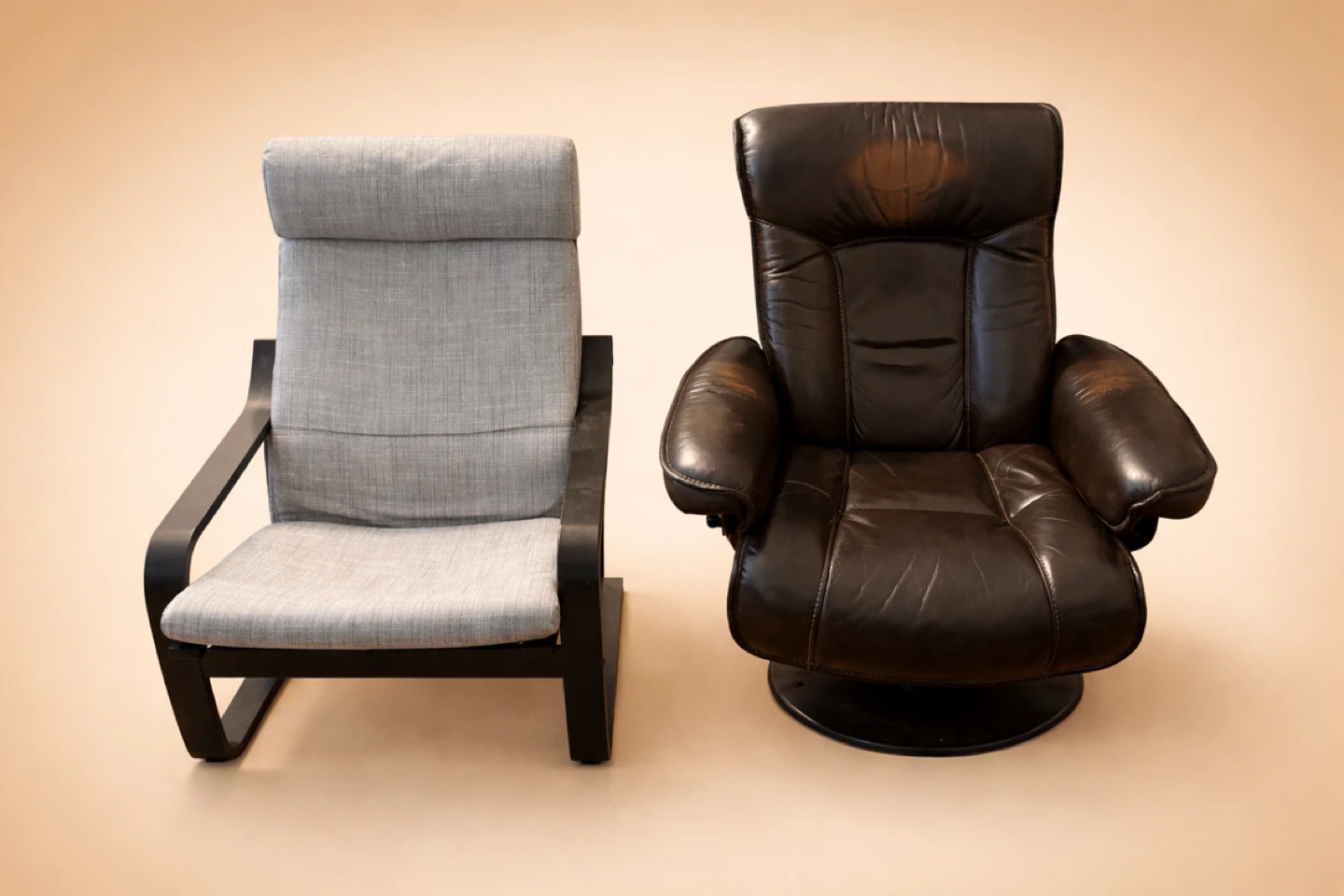 Brown Leather Recliner Chair with footstool - photo 2