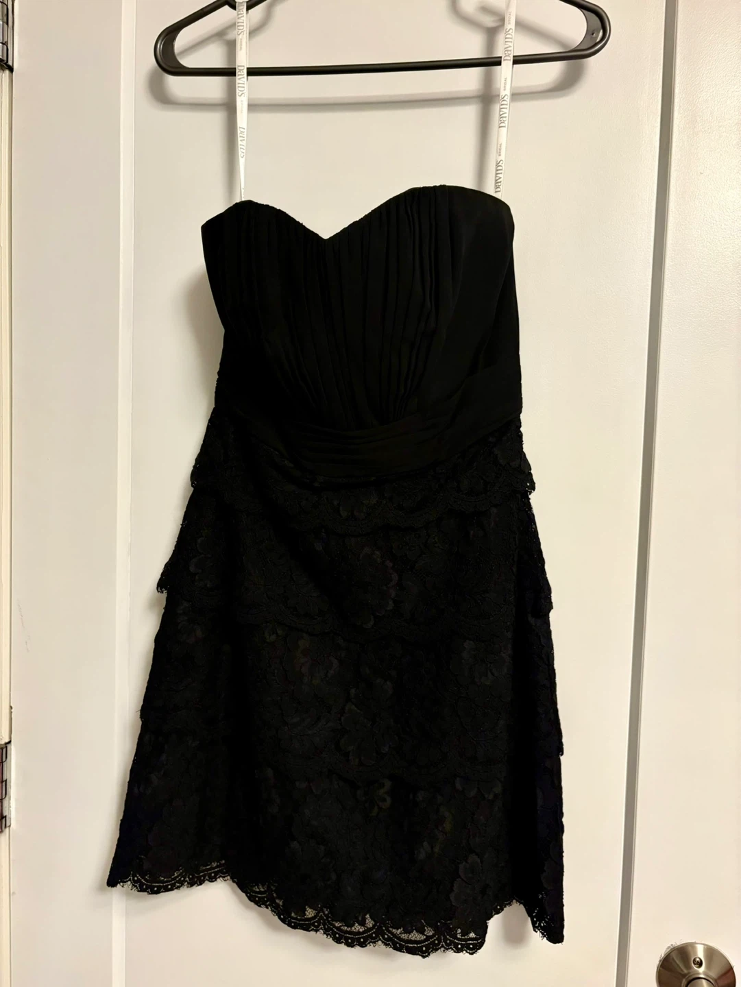 David's Bridal Black Lace Strapless Dress Size 4