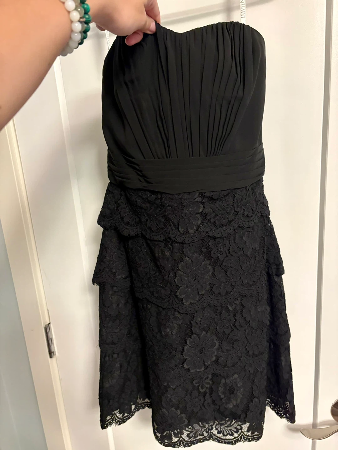 David's Bridal Black Lace Strapless Dress Size 4 - photo 2