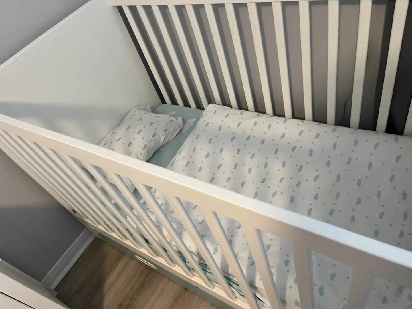 IKEA Crib with Mattress and Bedding