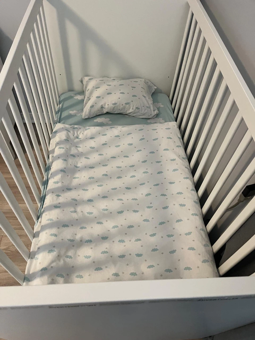 IKEA Crib with Mattress and Bedding - photo 3