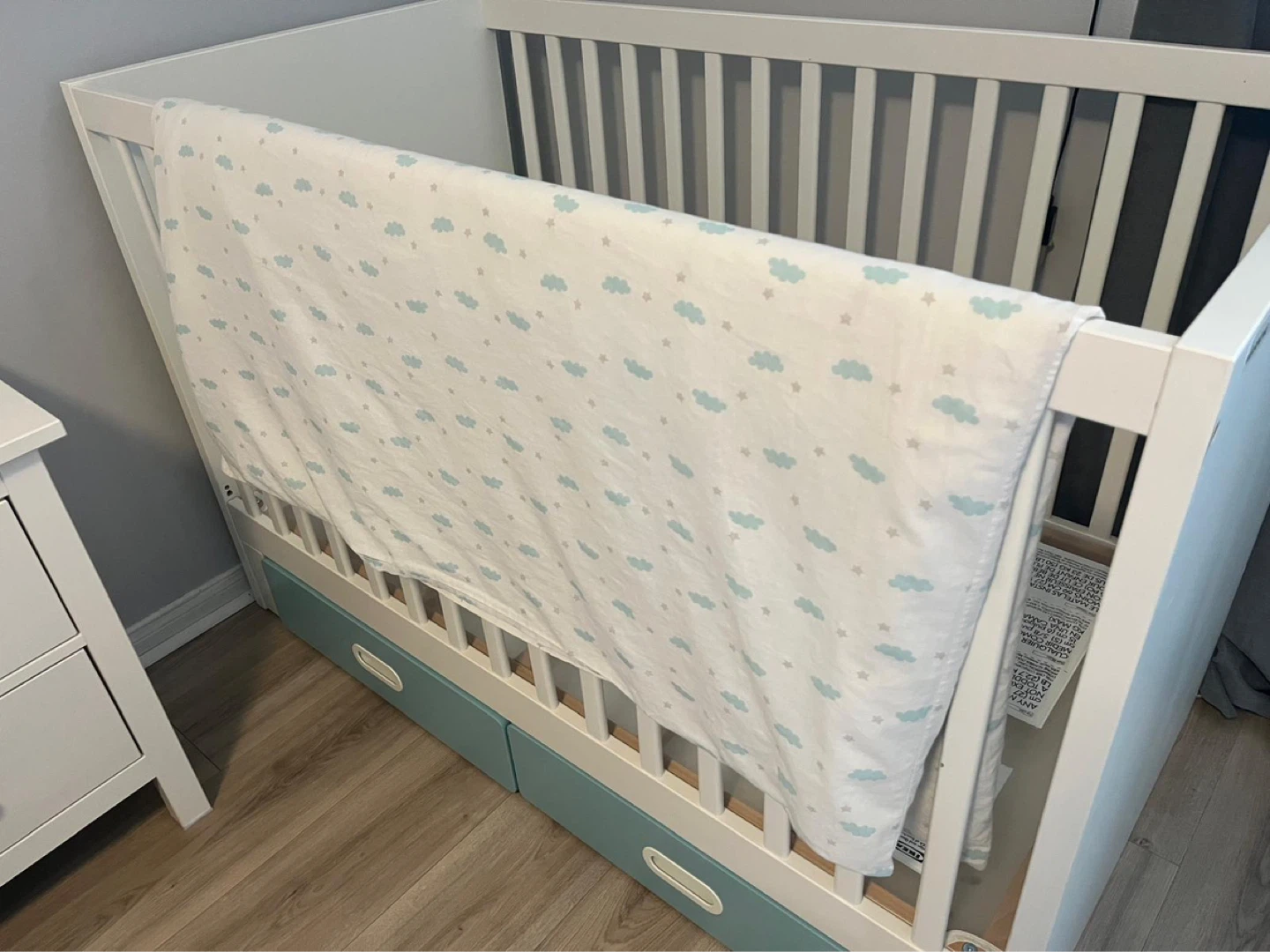IKEA Crib with Mattress and Bedding - photo 4
