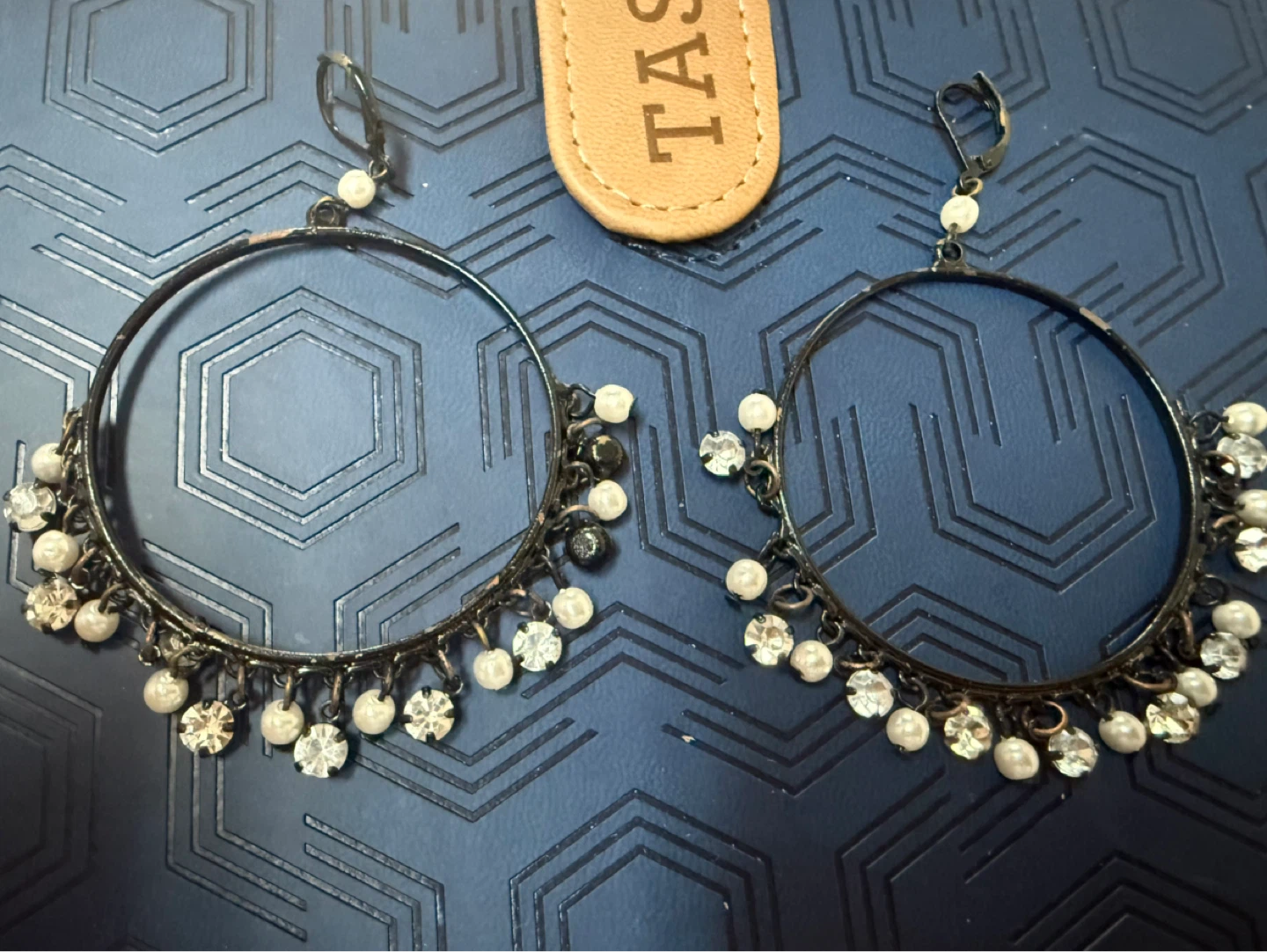 Hoop Earrings with Faux Pearls and Rhinestones