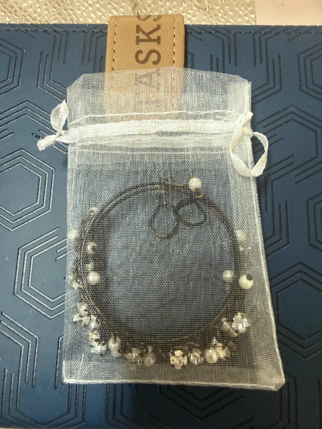 Hoop Earrings with Faux Pearls and Rhinestones - photo 3