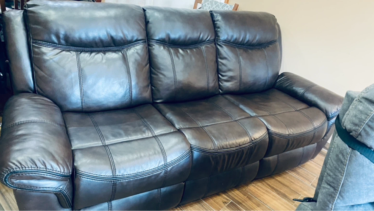 90 inch couch with 2 recliners one on each side