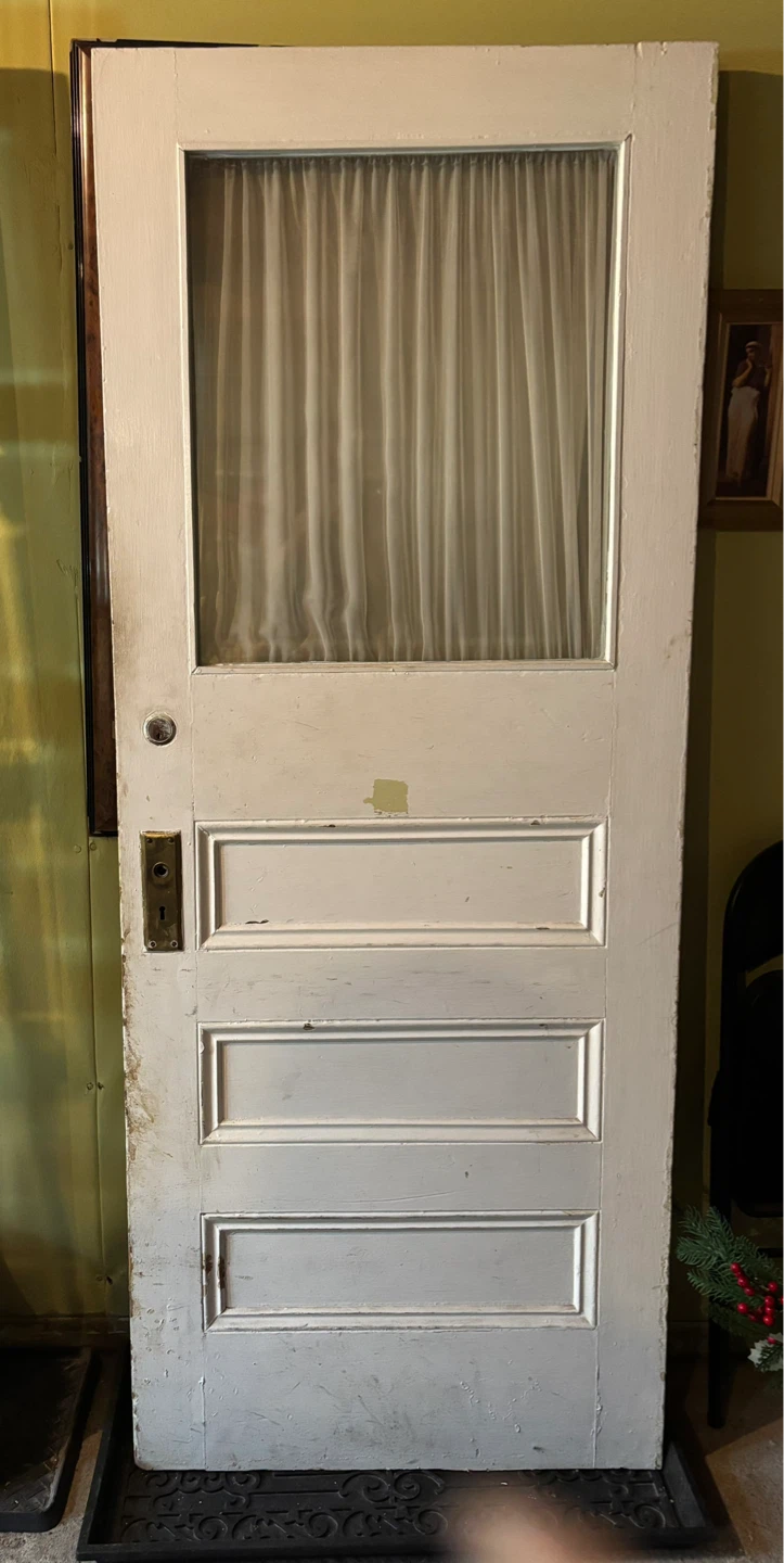 Vintage 5-Panel Interior Door with Frosted Glass Window