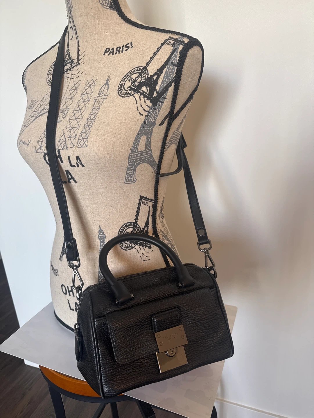 Ted Baker London Black Textured Satchel Handbag