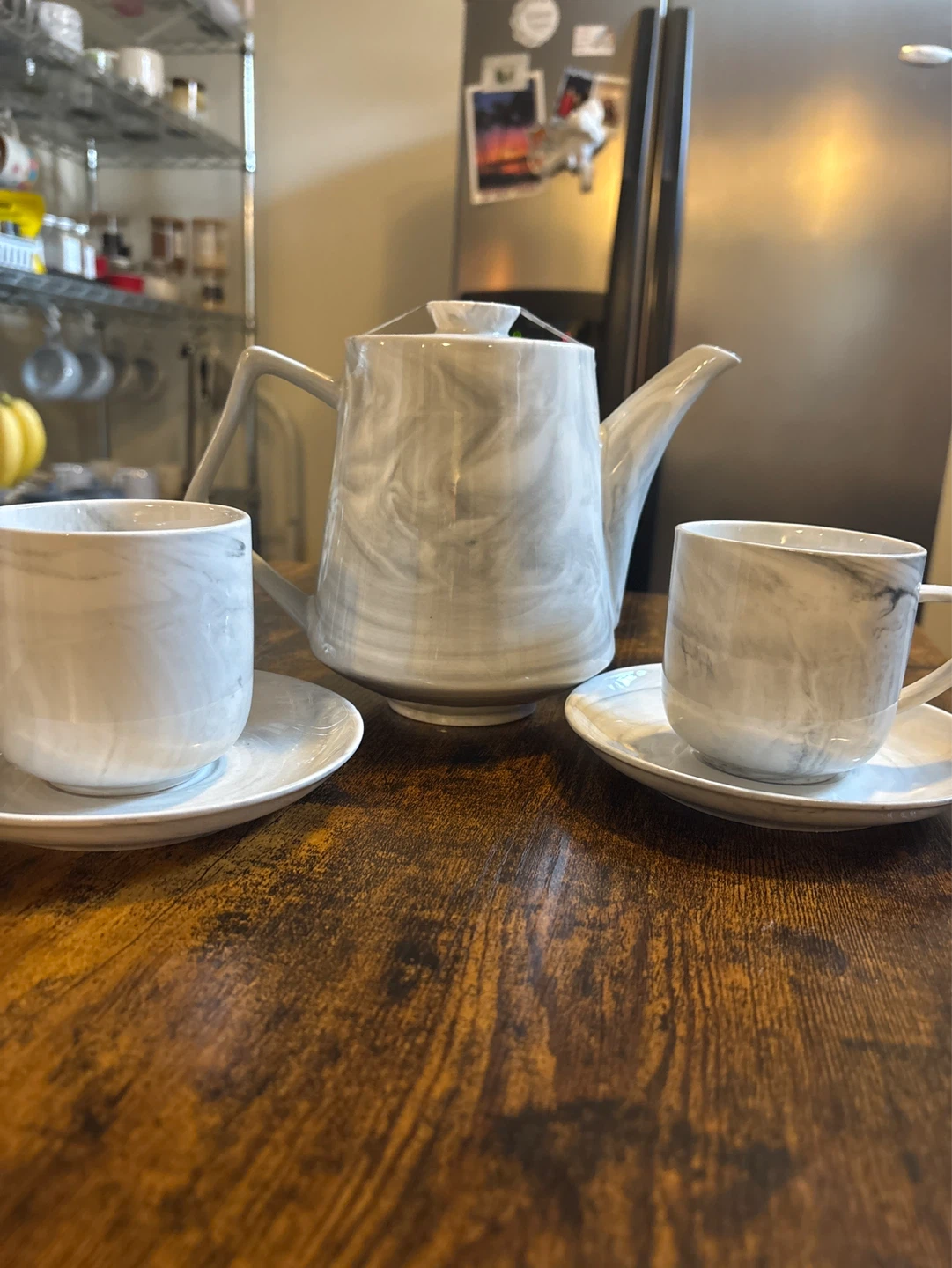 Marble Pattern Teapot and Cups Set - photo 2