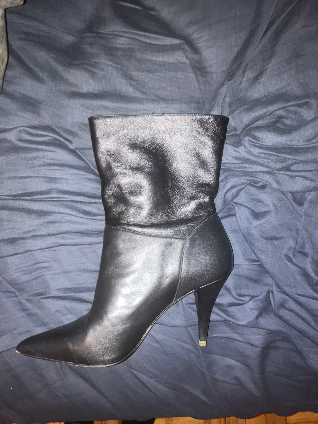 Leather Studio Black Suede Heeled Booties Size 37