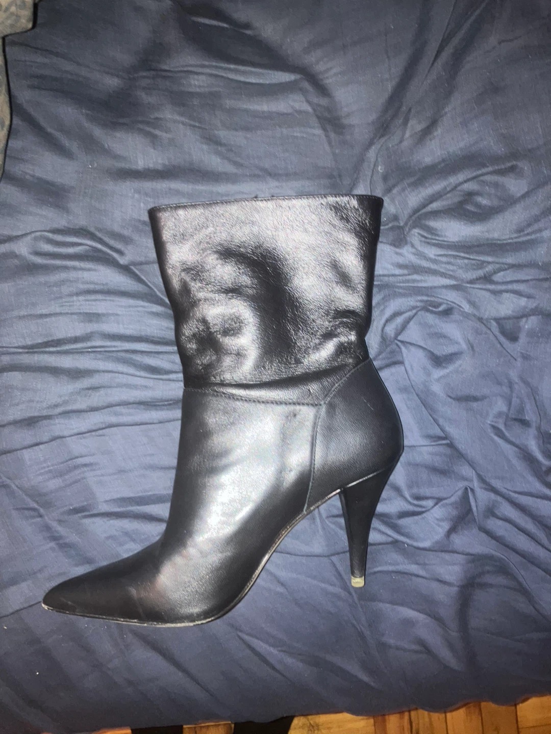 Leather Studio Black Suede Heeled Booties Size 37 - photo 2