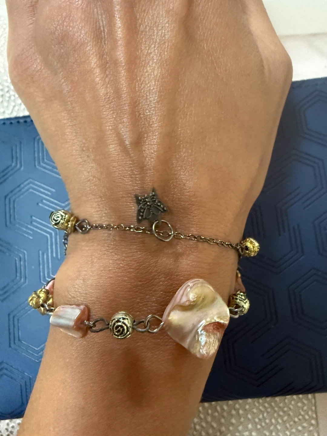 Beaded Bracelet with Shell and Coin Charms-Free with another buy - photo 2