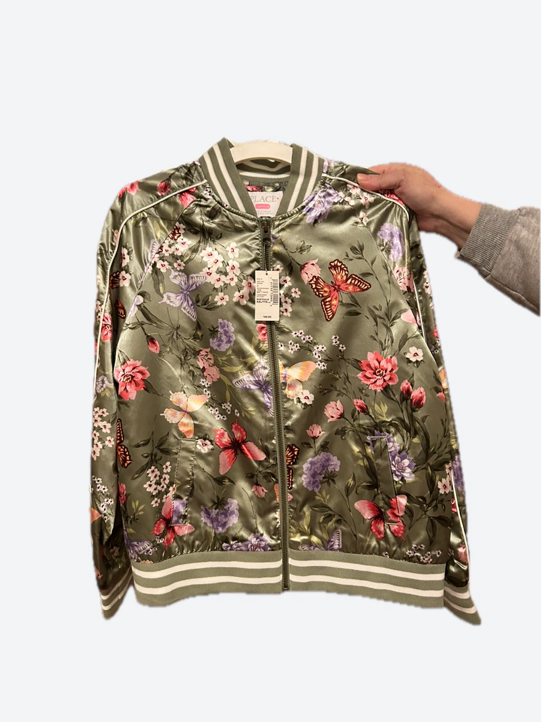 Children’s Place girls' Floral and Butterfly Print Bomber Jacket