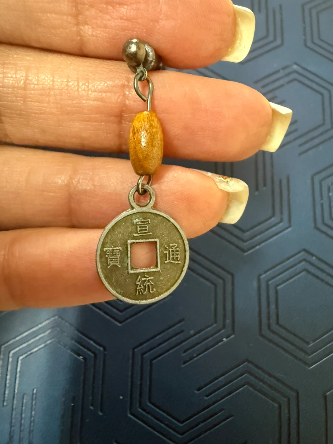Beaded Necklace with Coin Charms and Wooden Beads - photo 4