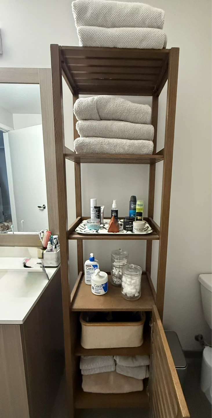Crate & Barrel Wooden Bathroom Shelf Unit - photo 2
