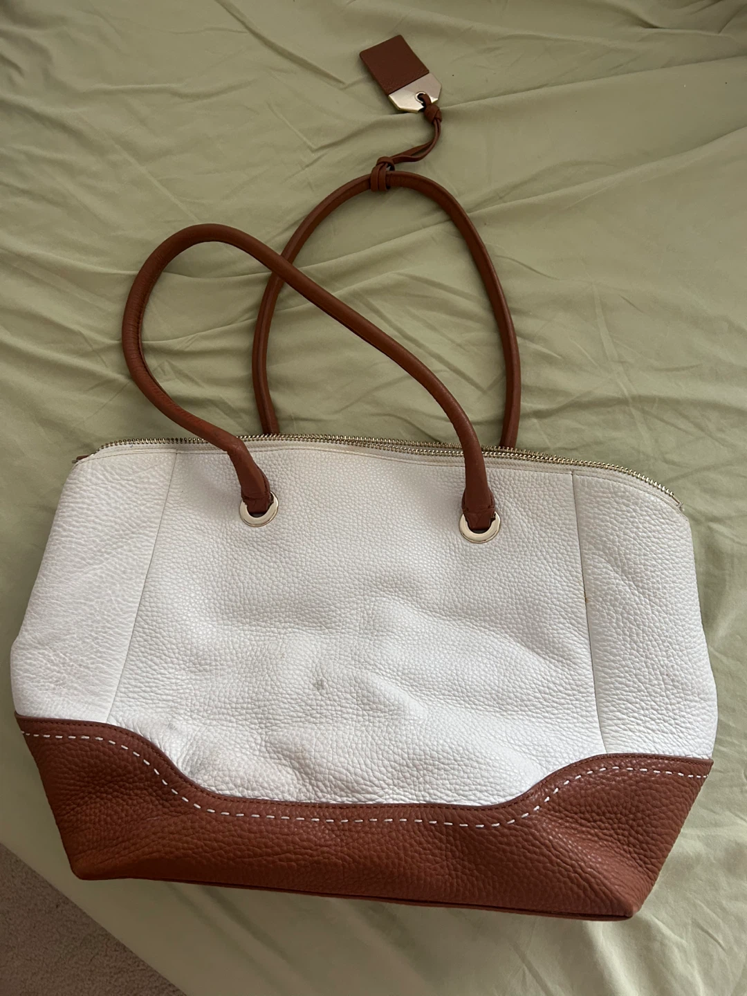 Kate Spade White and Brown Leather Tote Bag - photo 2