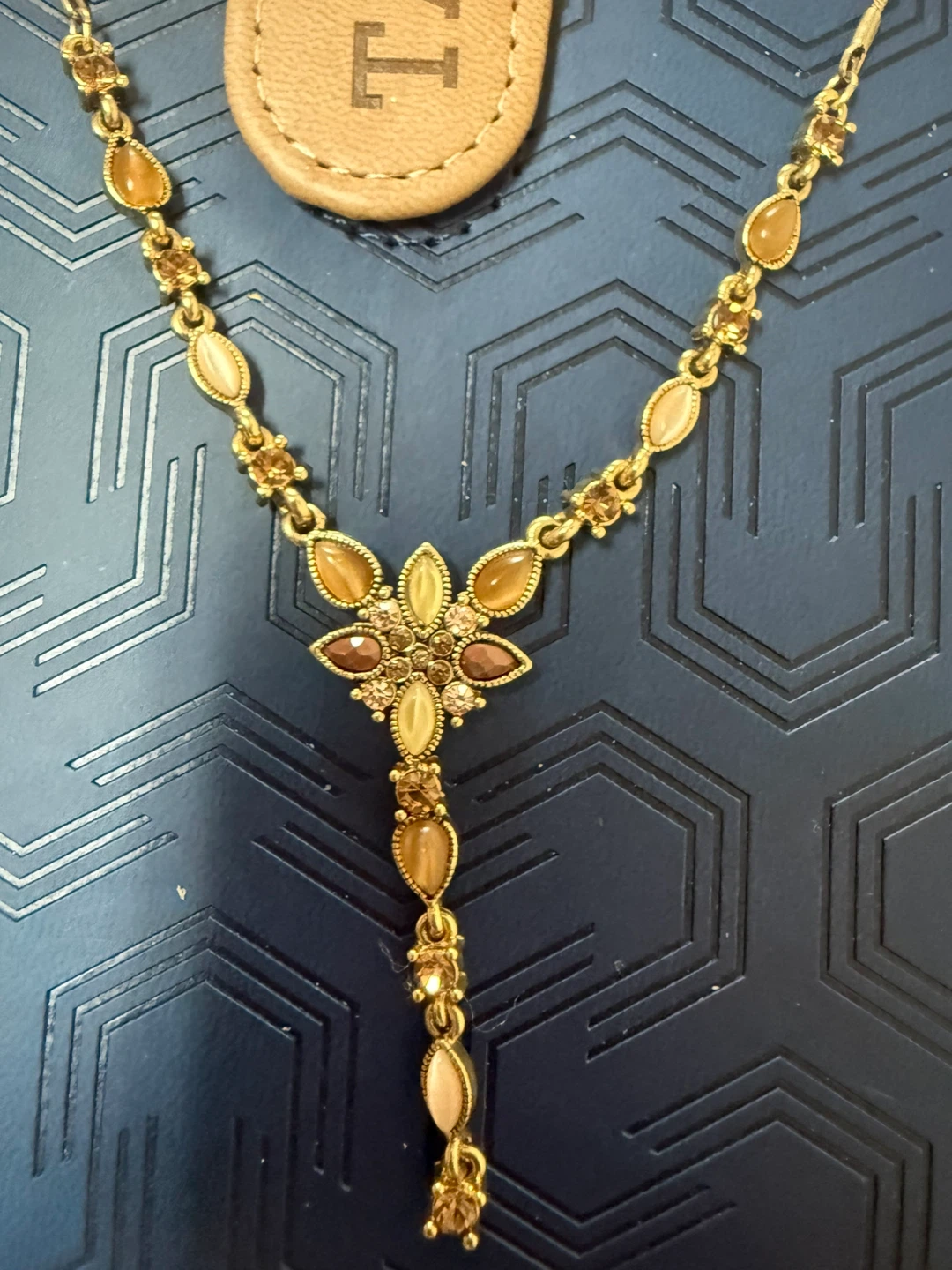 Gold-tone Necklace and Earrings Set with Faux Gems - photo 2