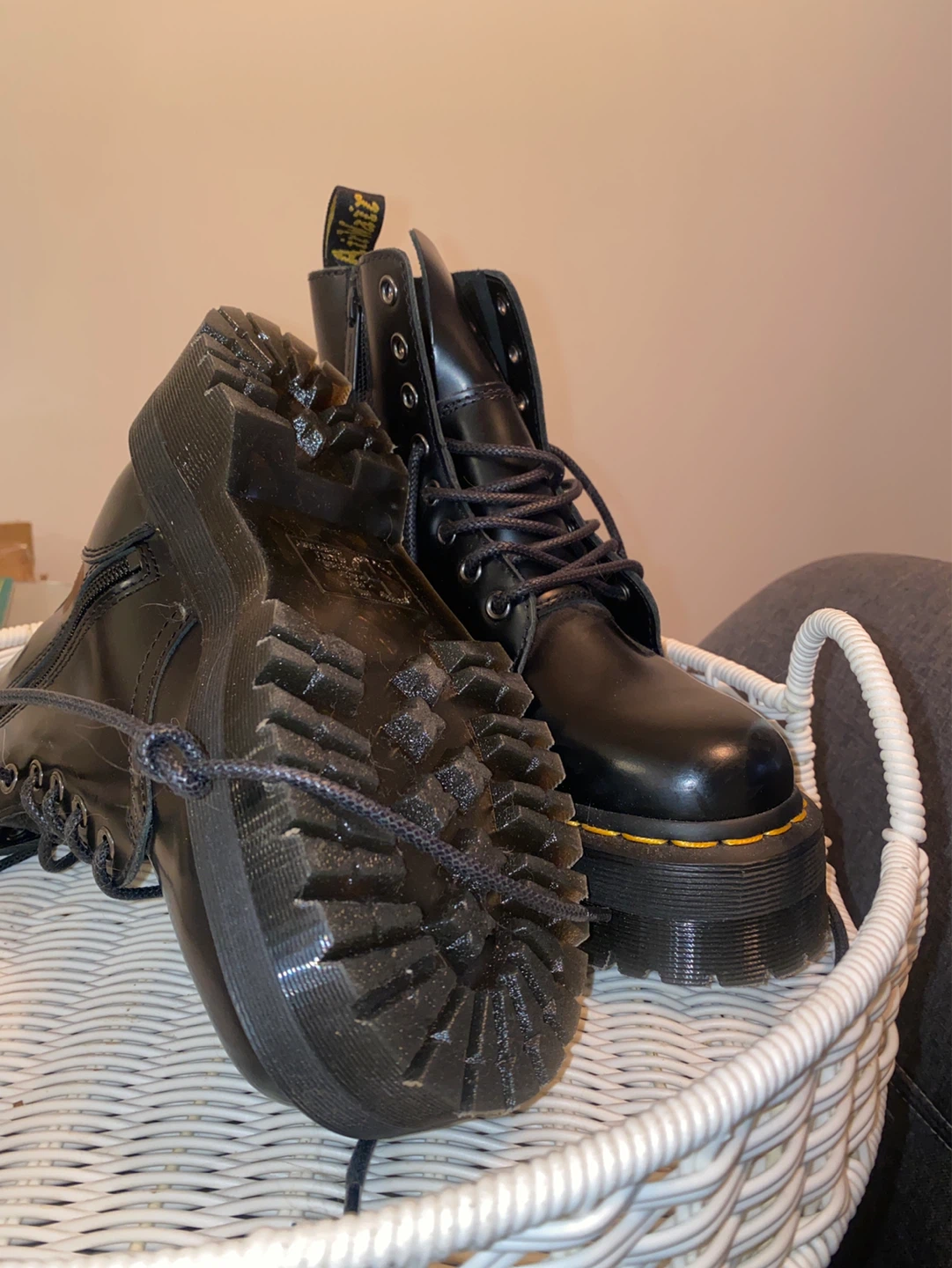 Dr. Martens Black Leather Platform Boots - photo 4