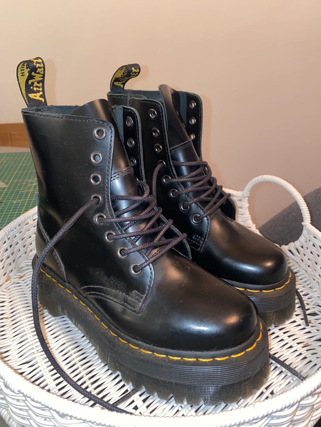 Dr. Martens Black Leather Platform Boots