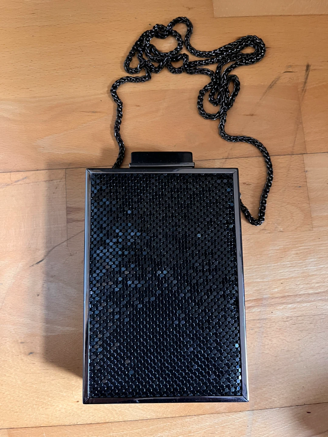 Black Mesh Clutch Purse with Chain