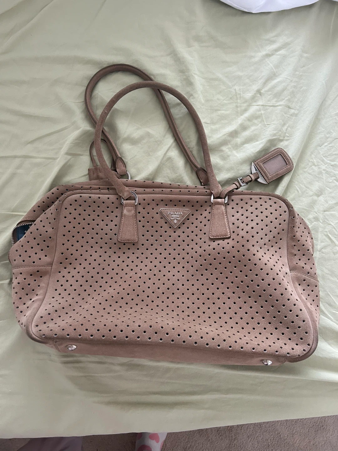 Prada Perforated Suede Tote Bag