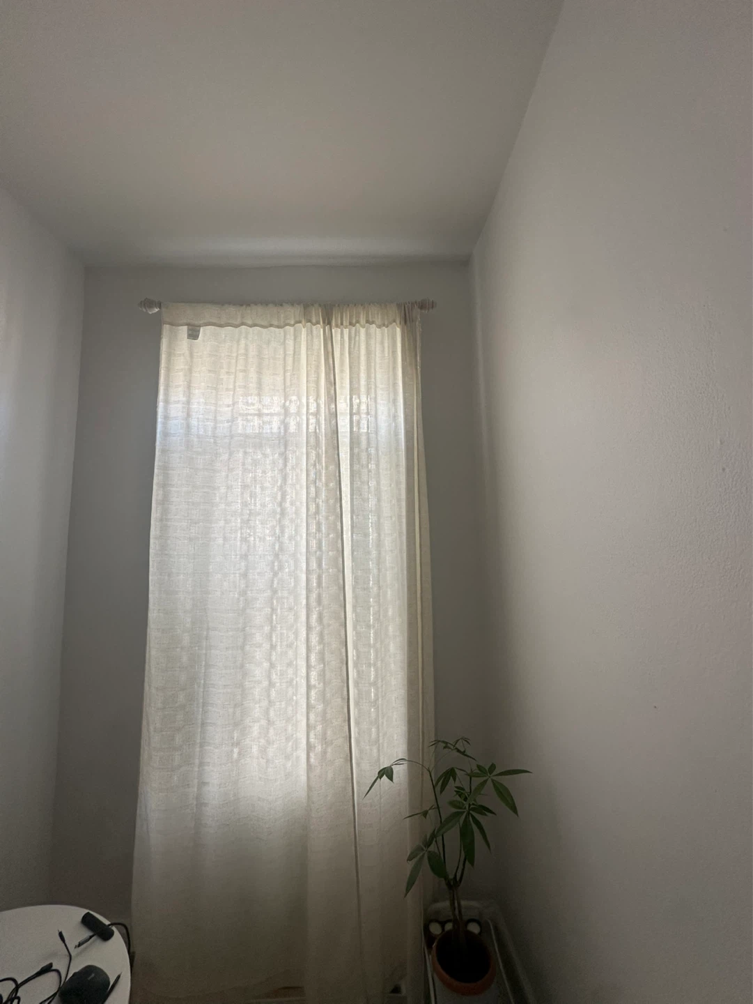 Sheer Linen Blend Curtain Panel + curtain rod