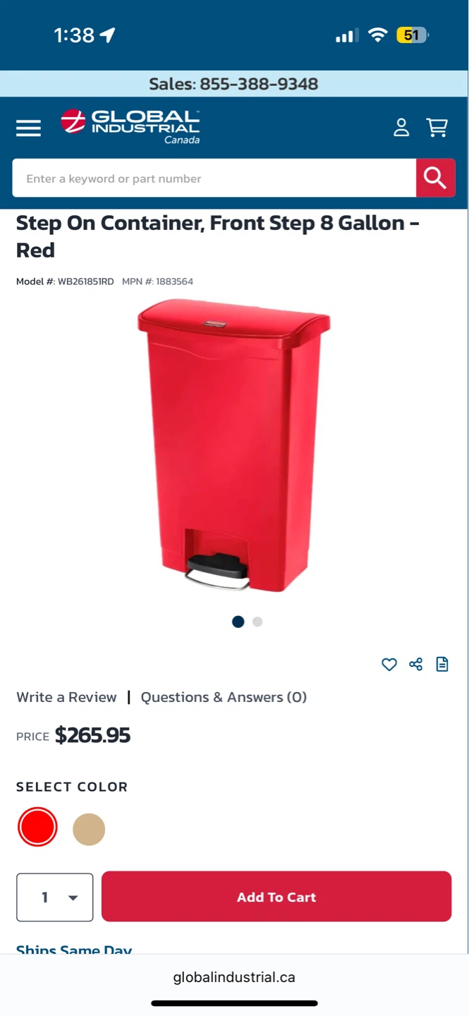 Rubbermaid Slim Jim 8 Gallon Red Step On Container