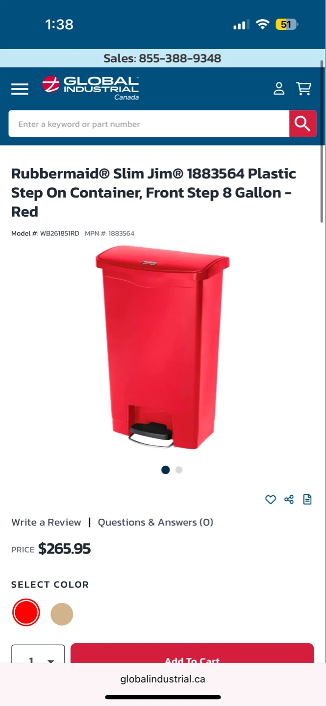 Rubbermaid Slim Jim 8 Gallon Red Step On Container - photo 2