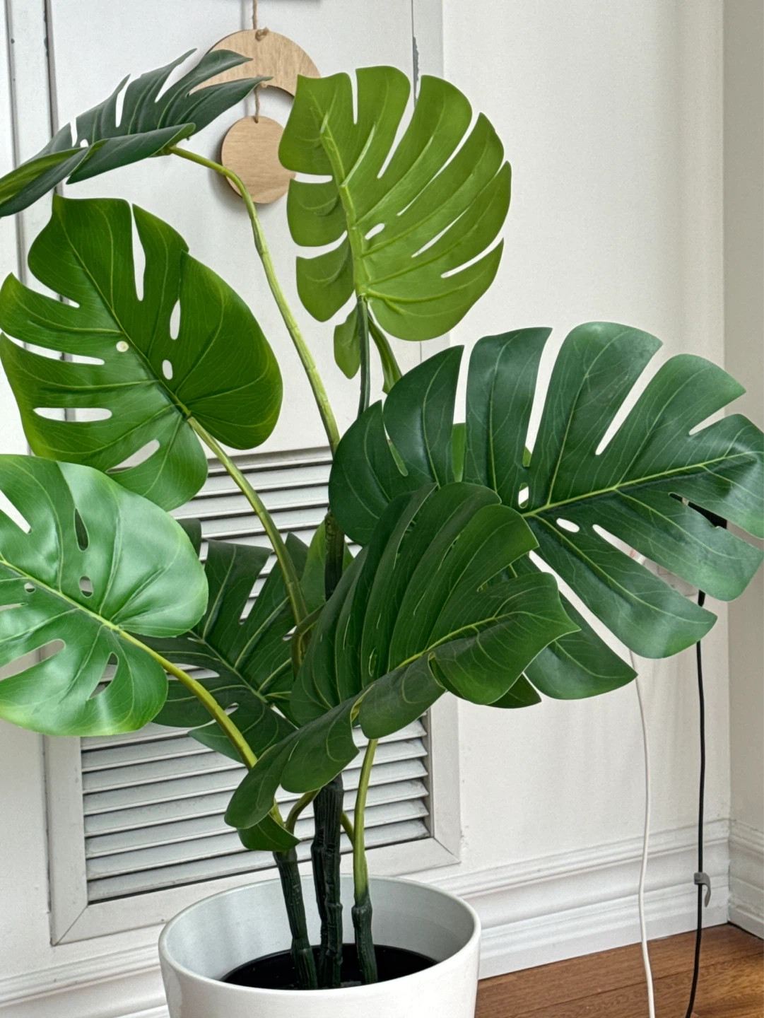 Large Faux Monstera Plant in White Pot - photo 2
