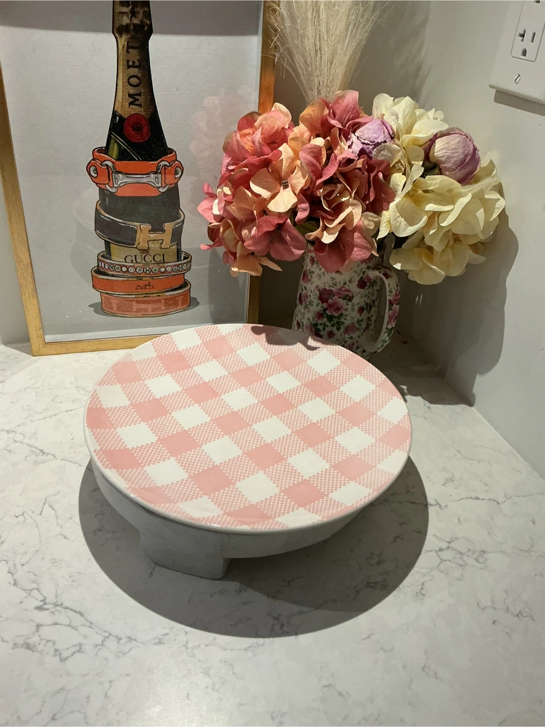 CasaModena Gingham Cake Stand and Bowl Set - photo 3