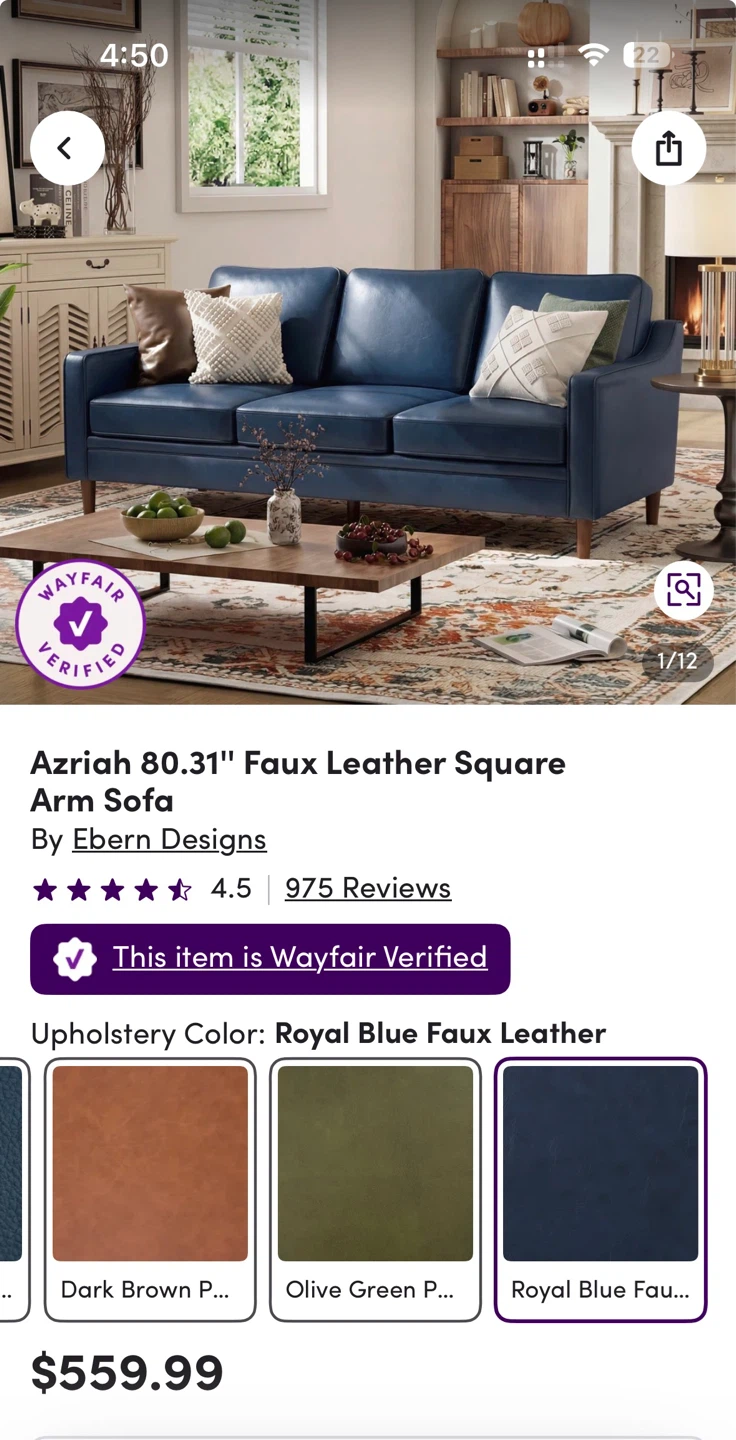 Ebern Designs Azriah 80.31" Faux Leather Sofa - photo 3