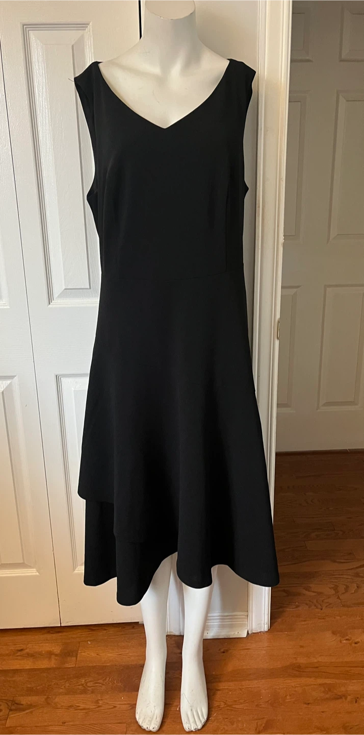 Aupuls Black V-Neck Sleeveless Asymmetrical Hem Dress XL - photo 5