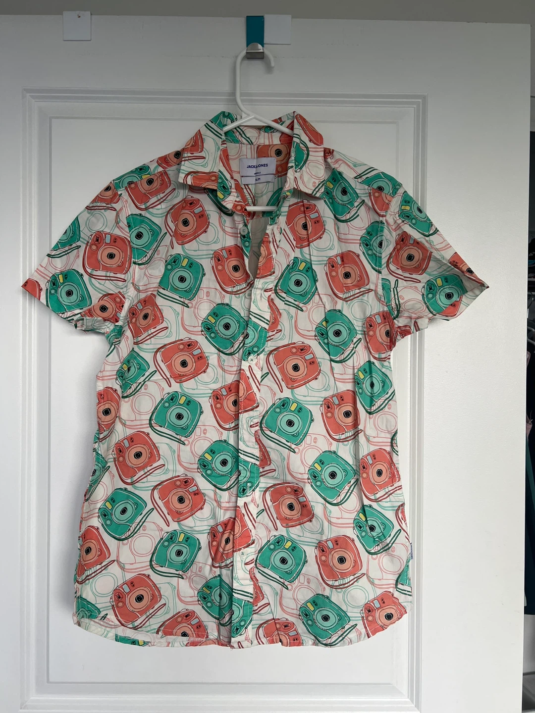 (New) Jack & Jones Slim Fit Short Sleeve Shirt - Camera Print