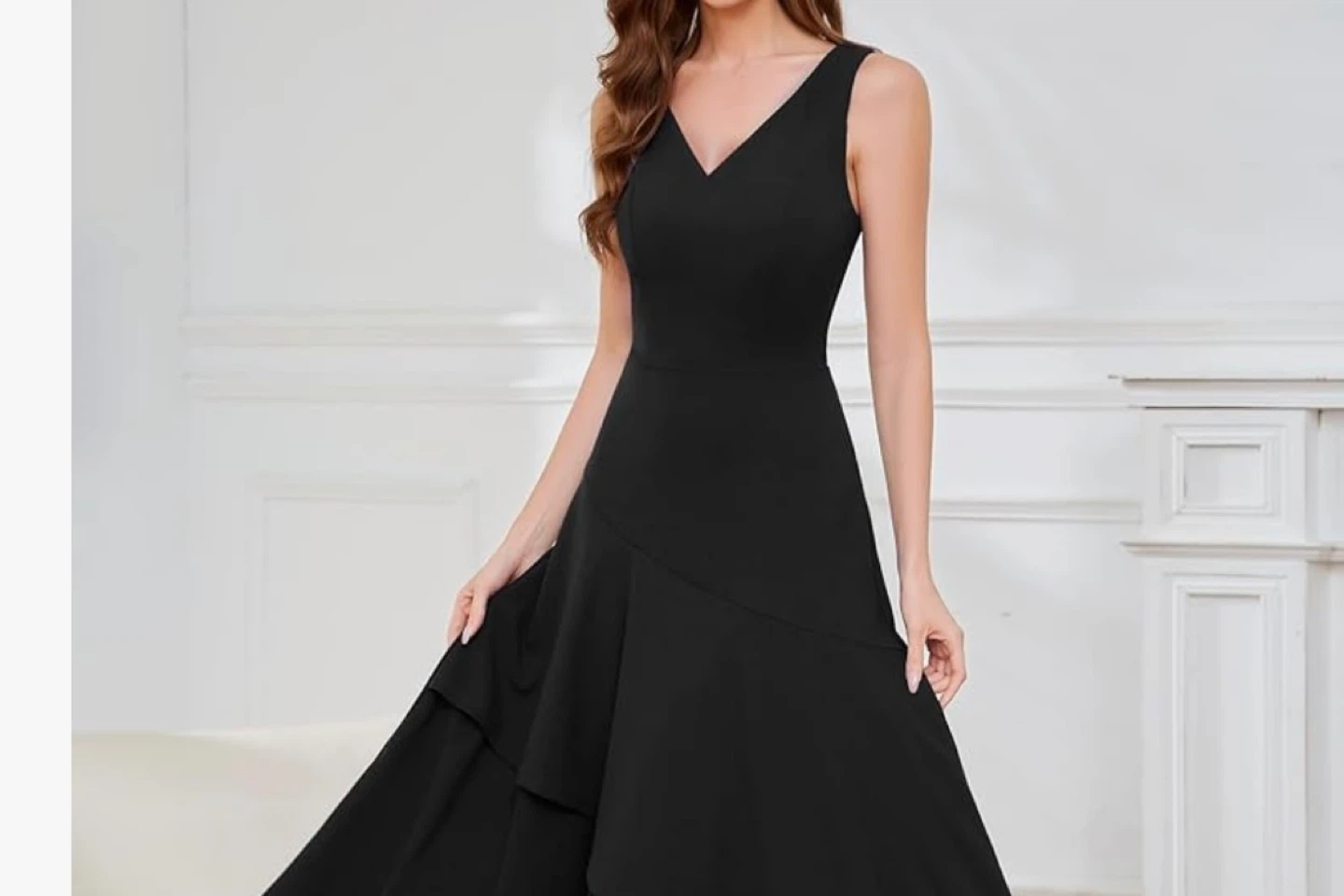 Aupuls Black V-Neck Sleeveless Asymmetrical Hem Dress XL - photo 3