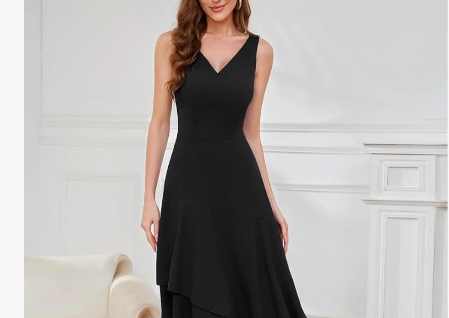 Aupuls Black V-Neck Sleeveless Asymmetrical Hem Dress XL - photo 2