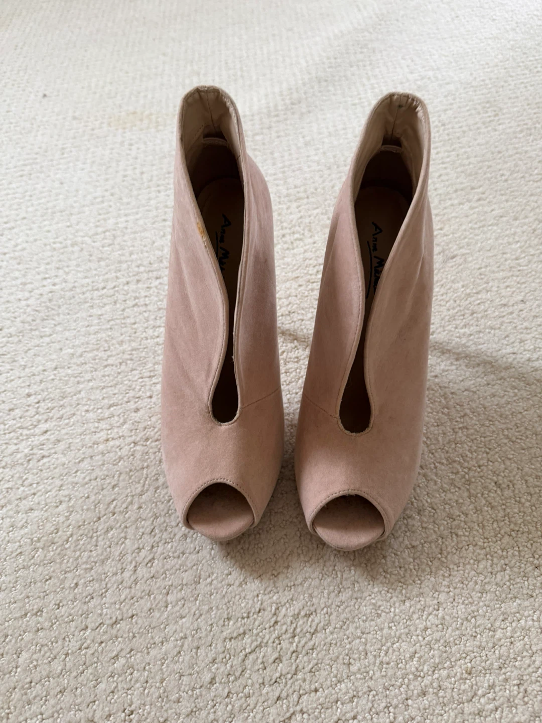 Pink Suede Peep-Toe shoes