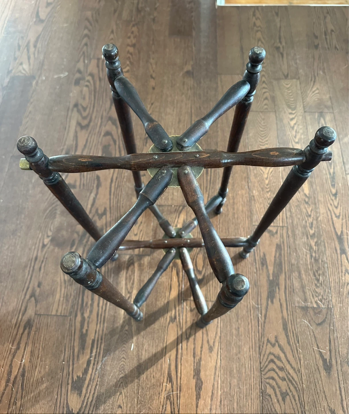 Vintage Brass and Wood Side Table