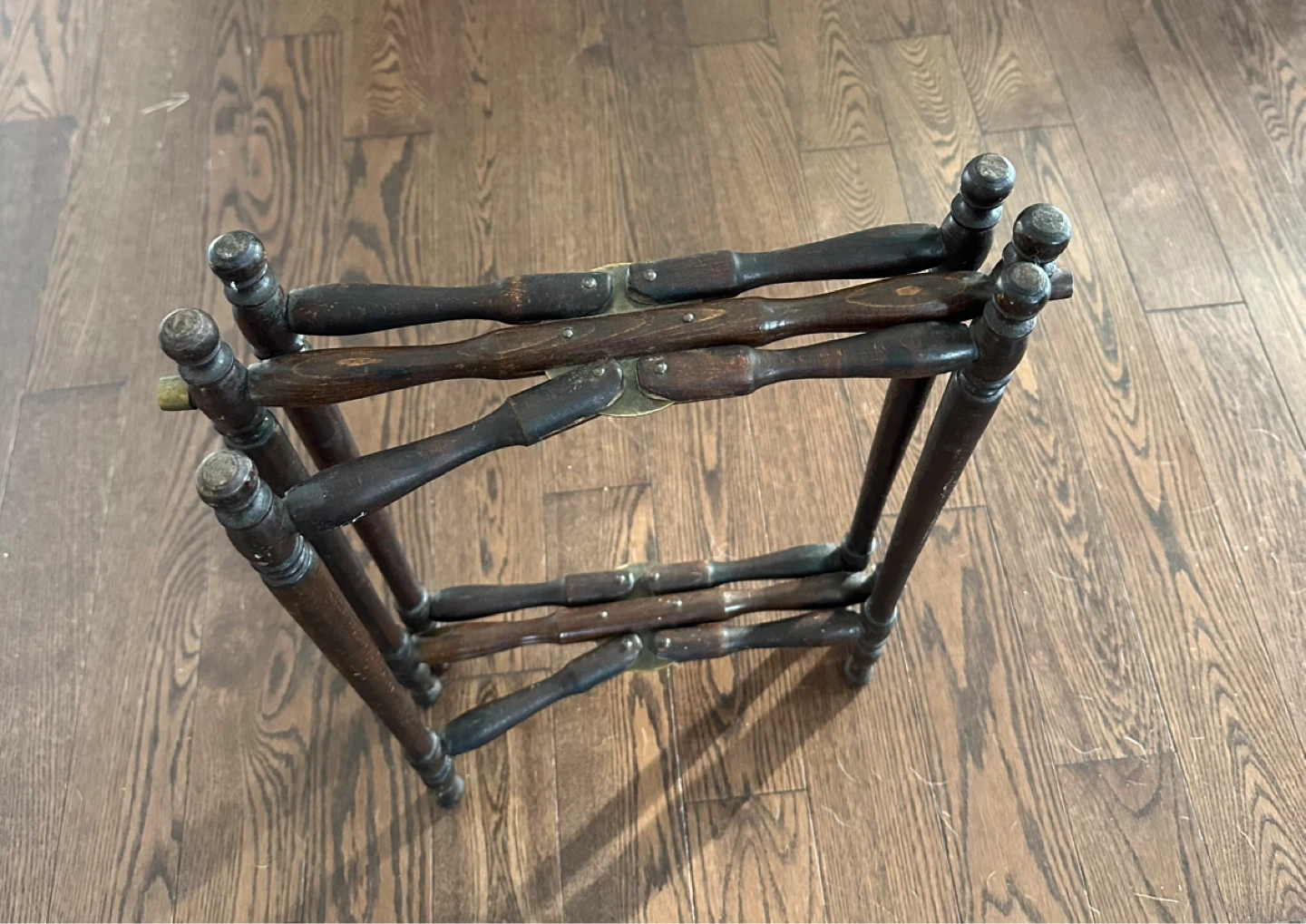 Vintage Brass and Wood Side Table - photo 2