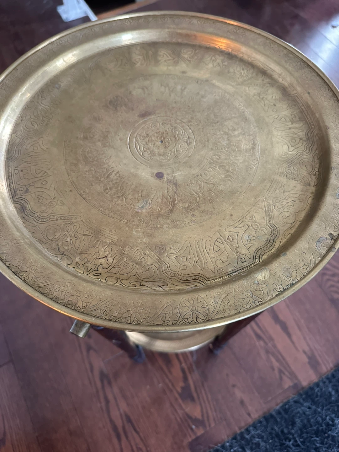 Vintage Brass and Wood Side Table - photo 4