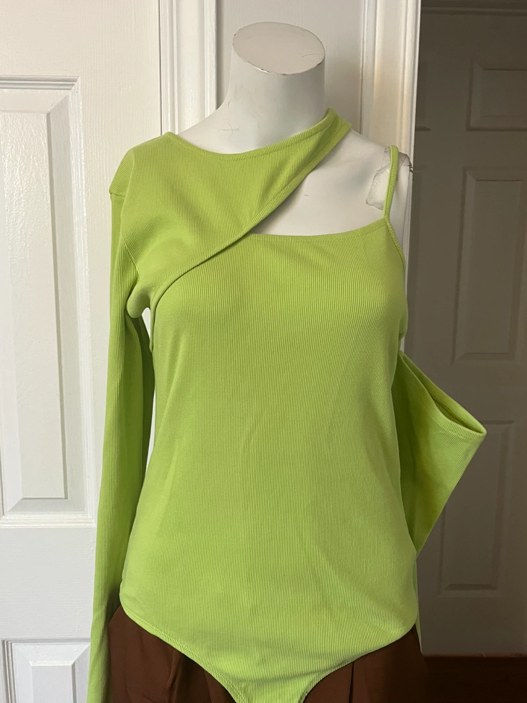 The Drop Green Glow LS Cut-Out Front Bodysuit