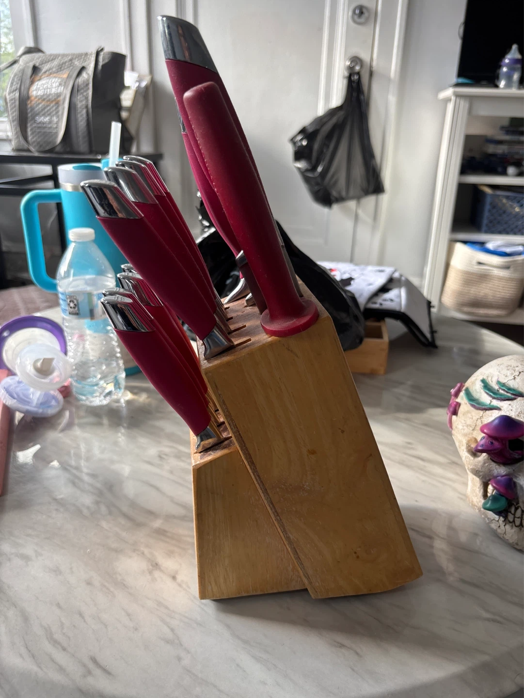 KitchenAid Crimson Handle Knife Set with Wooden Block - photo 2
