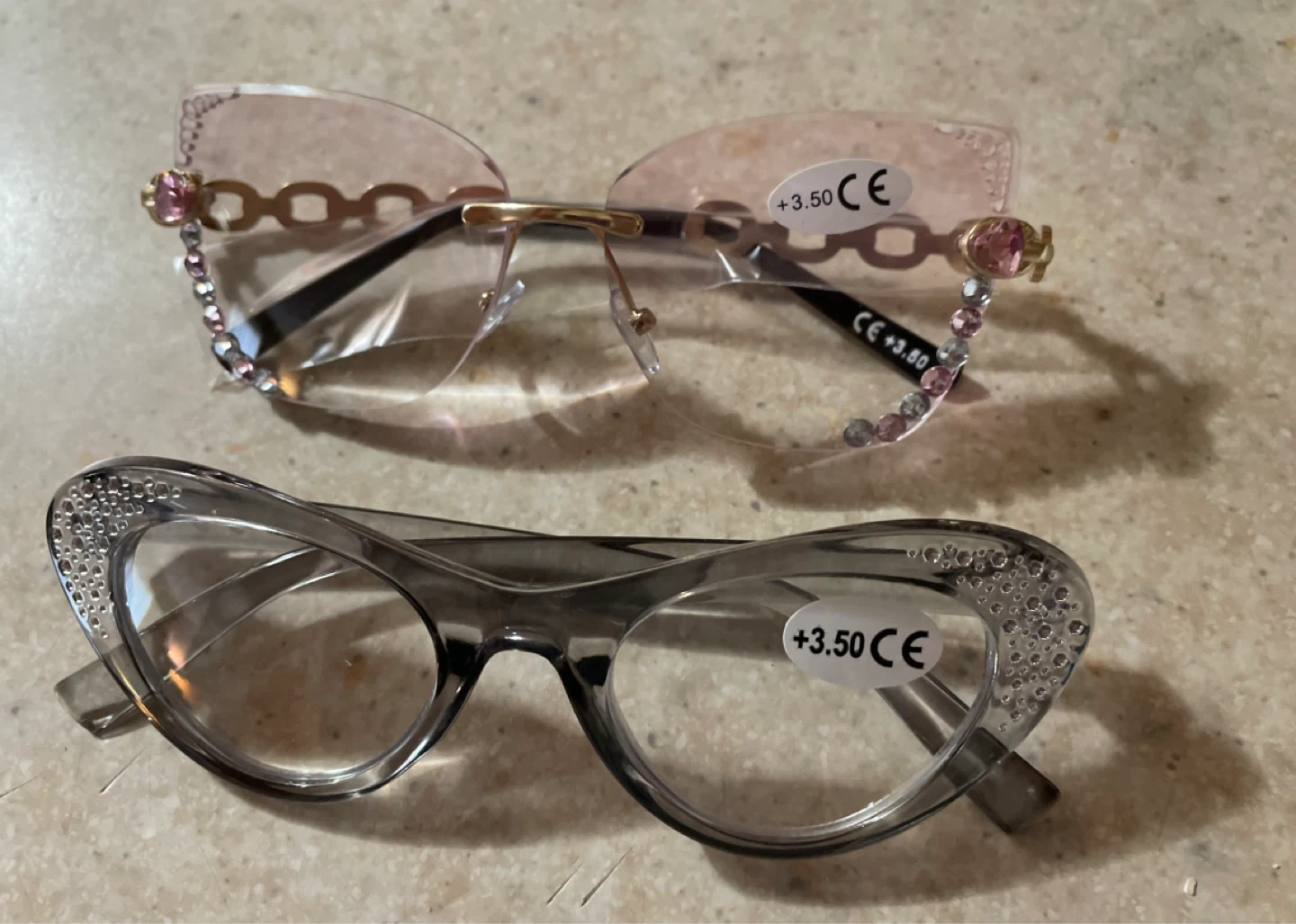 2 Pairs Fancy Reading Glasses +3.50 CE