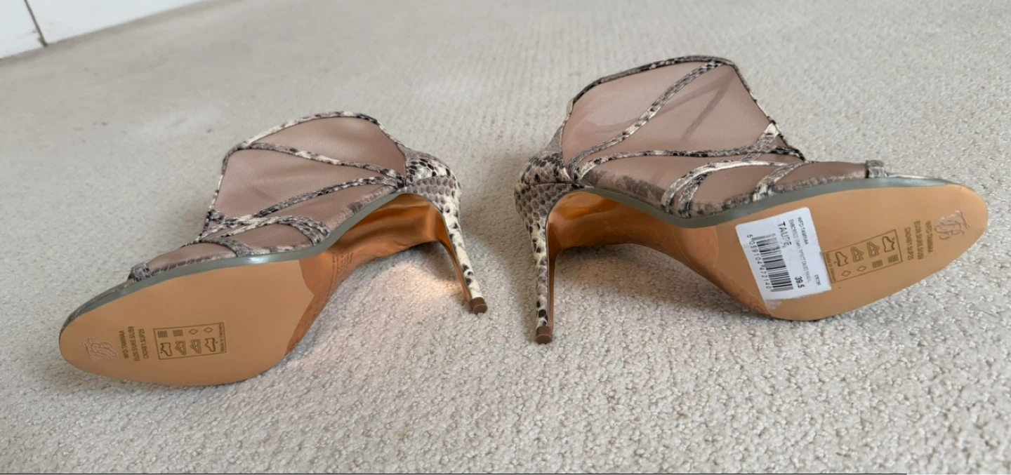 Snake Print Mesh Heels - photo 4