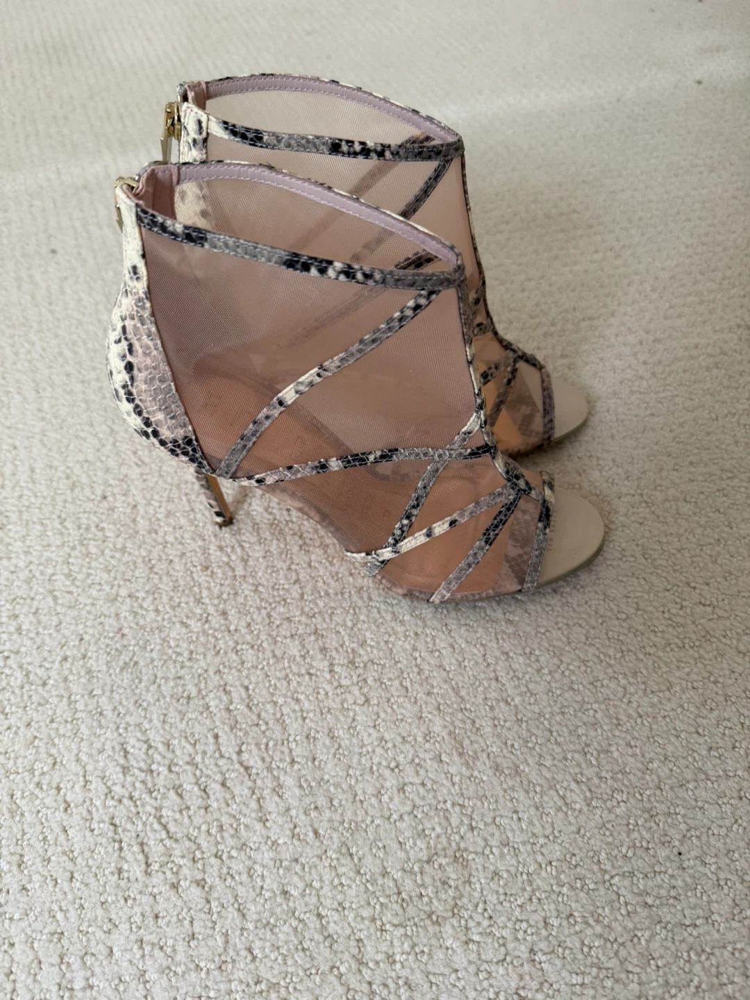Snake Print Mesh Heels - photo 2