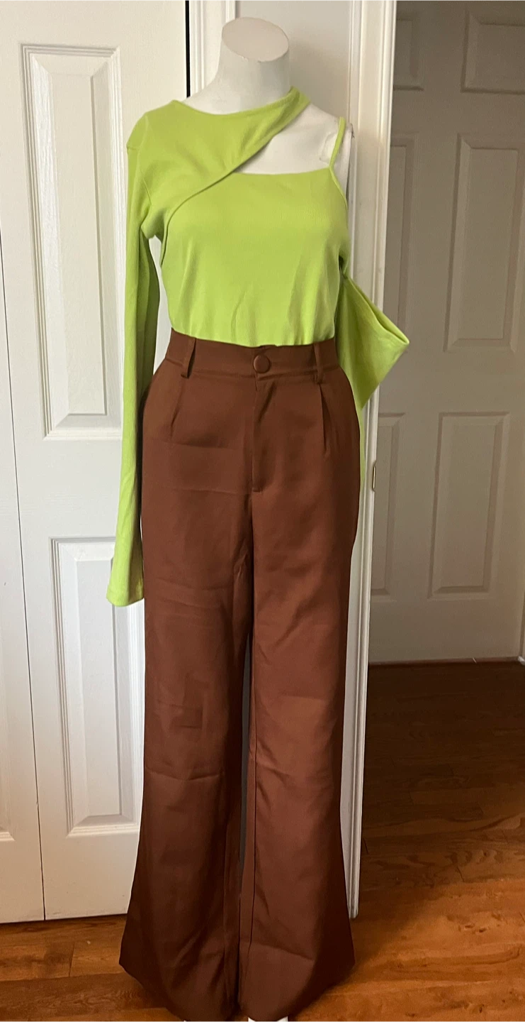 Women's Wide Leg, High Waisted  Trousers - photo 3